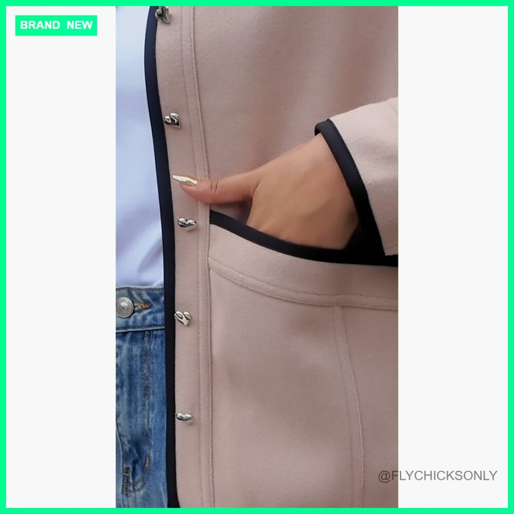 Polyester Puff Sleeve Bomber Jacket Button Down C… - image 6